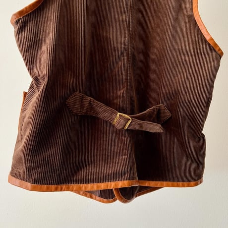 Leather Piping Design Corduroy Vest