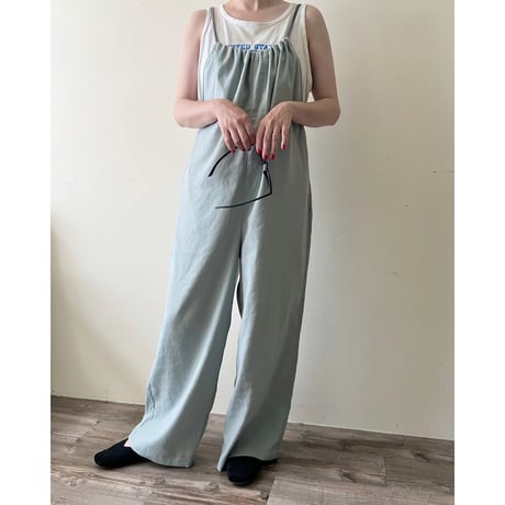 Mint Color Linen Overalls