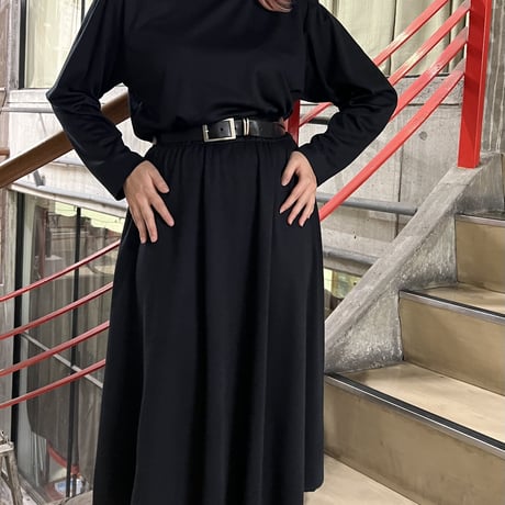 US Vintage Mock Neck Long Dress
