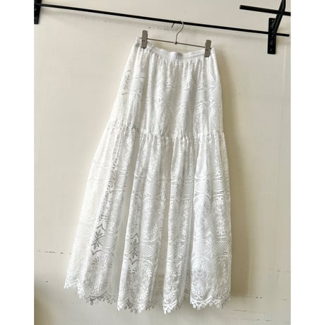 Lace Design Maxi Flare Skirt