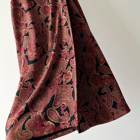 Vintage Paisley Pattern Long Wrap Skirt