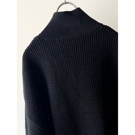 Balloon Sleeve Half-zip High Neck Knit