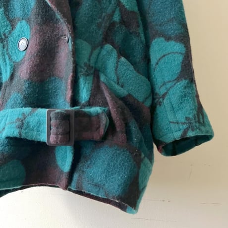 80-90's Euro Flower Pattern Wool JKT