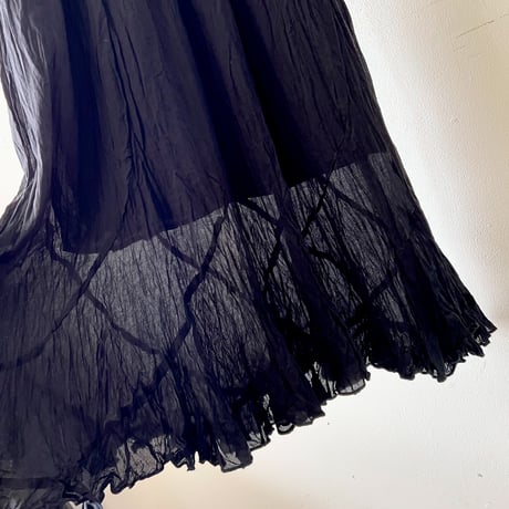 Crinkle Design No Sleeve Long Dress