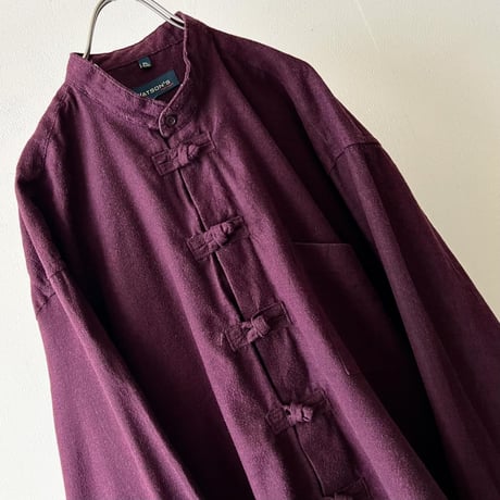 "Remake" Suede China Shirt (color : bourdeax)