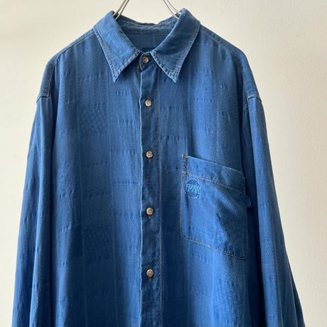 90's KENZO Jeans Embroidery Logo Patchwork Design Shirt