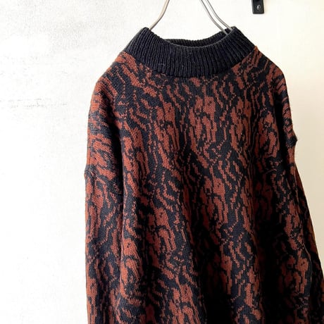 Euro Vintage Geometric Pattern Knit Sweater