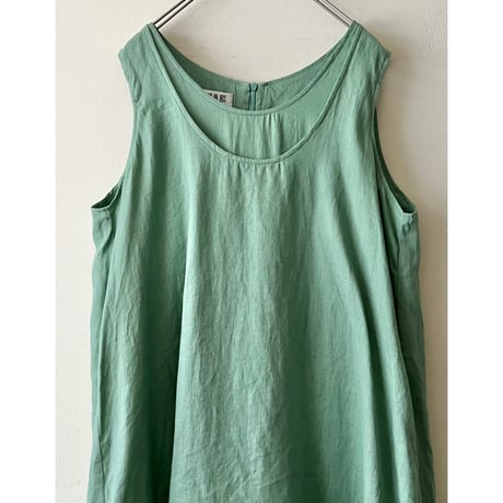 Euro Vintage Fake Layered No Sleeve Linen Dress