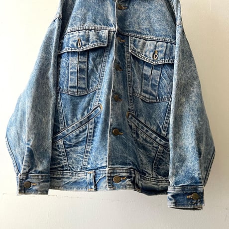 80-90's Bleach Denim Big Pocket Design JKT