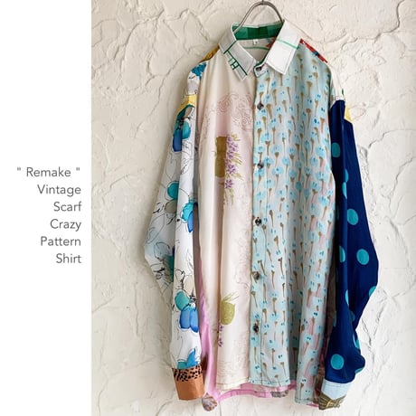 " Remake " Vintage Scarf Patternシャツ