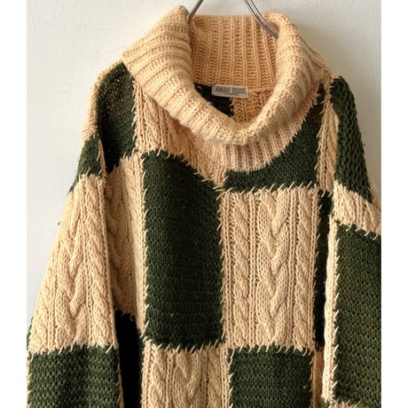 Euro Vintage Checker Pattern Knit Dress