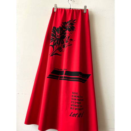 Print Design Long Flare Skirt