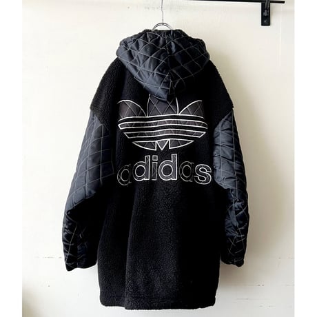 80-90's adidas Back Logo Design Boa Quilting Zip Hoodie