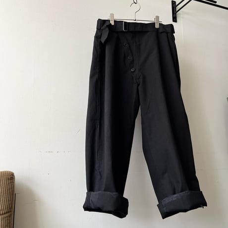 Black-Dyed Remake" Vintage Italian Army Motorcycle Pants "deadstock"
