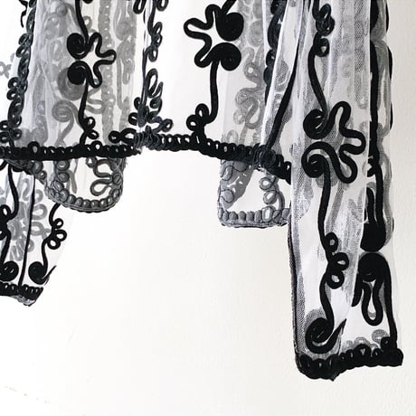 Embroidery Design See-through Short Bolero