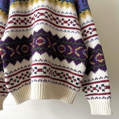 90's Fair Isle Pattern Knit Sweater