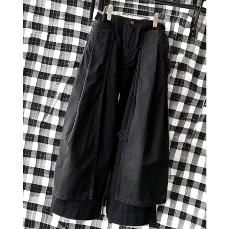DENIM DUNGAREE Layered Remake Cotton Wide Pants