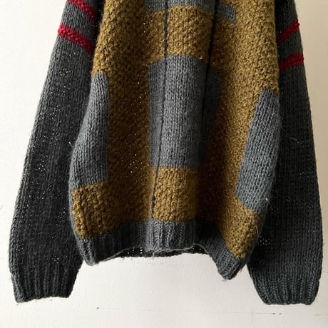 80-90's Check Pattern Knit Sweater