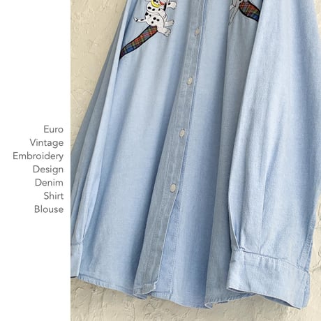 Euro Vintage Embroidery Designデニムシャツ