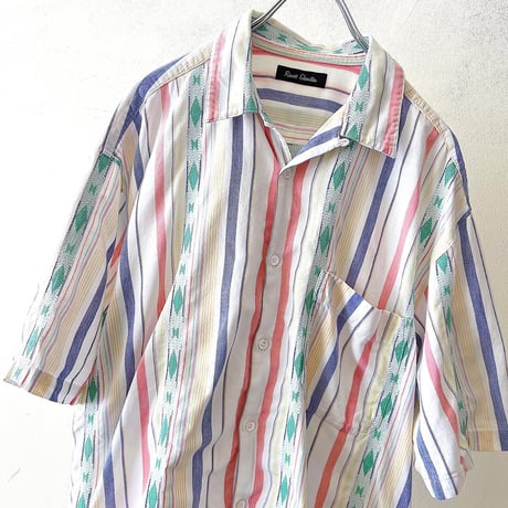 Old Stripe Pattern Half Sleeve Shirt