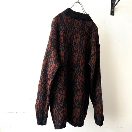 Euro Vintage Geometric Pattern Knit Sweater