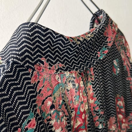 Vintage Botanical Pattern Big Collar Long Dress