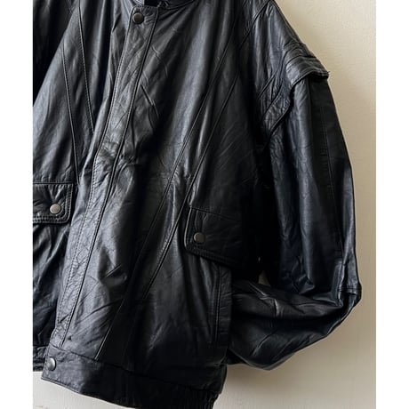 90's 2 way Design Zip-up Leather JKT (made in Germany)