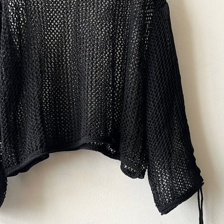 Gather Sleeve Short Mesh Knit