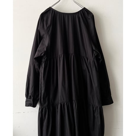 Black Color Tiered Long Dress