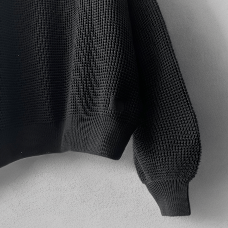 Balloon Sleeve Half-zip High Neck Knit