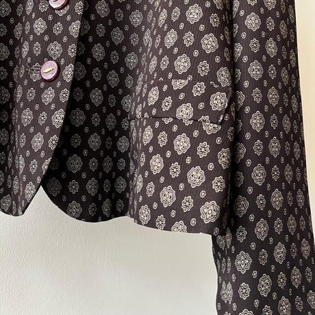 Vintage Geometric Pattern No Collar Short JKT