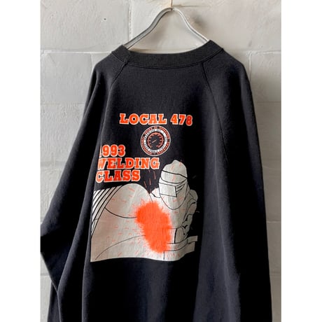 90's Welding Back Print Design Sweat (made in USA)