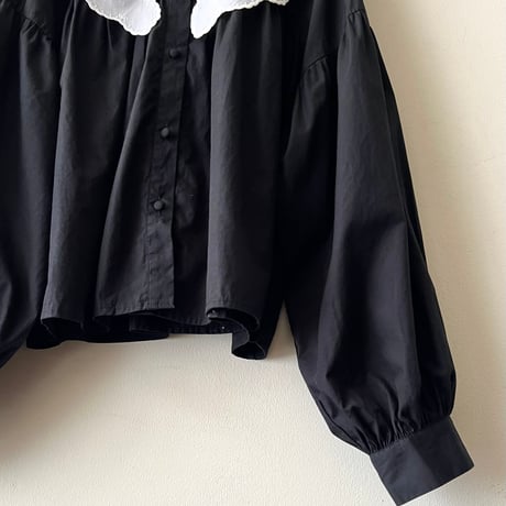 Lace Collar Gather Design Short Blouse