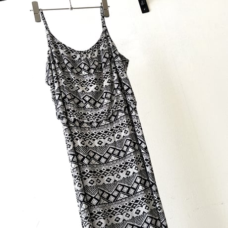 Vintage Geometric Pattern Camisole Maxi Dress