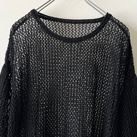 Gather Sleeve Short Mesh Knit