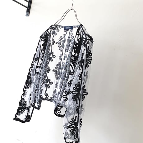 Embroidery Design See-through Short Bolero