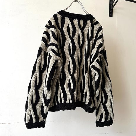 Vintage 3d Design Chenille Knit Cardigan