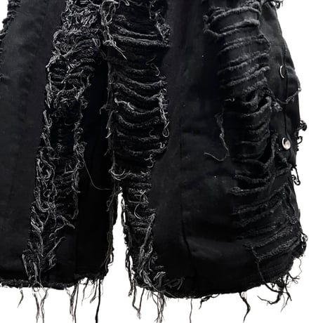 ︎ " rebuild " Black Denim Grunge Wide Flare Pants