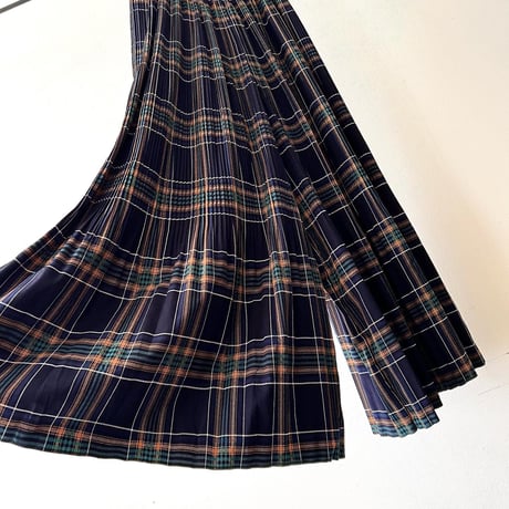 Old Check Pattern Pleats Wide Pants