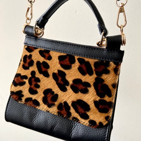 Euro Leopard Pattern 2way Shoulder Bag (made in Italy)