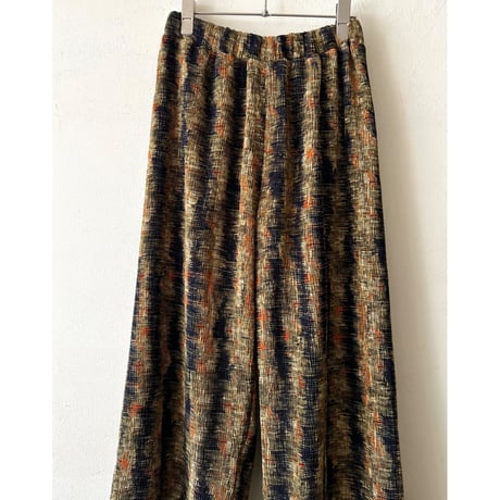 Earth Color Pattern Pleats Pants
