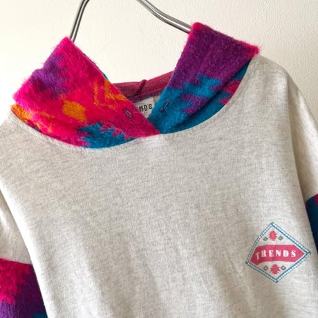 80-90's Mohair&Sweat Switch Design Hoodie
