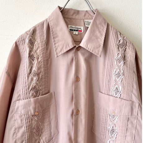 90's Chic Elegant Pink Beige Color Cuba Shirt