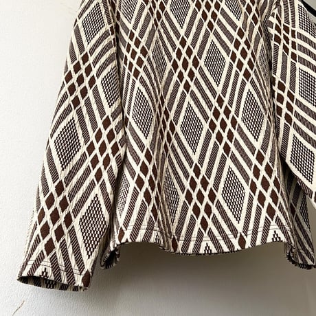 Vintage Geometric Pattern High Neck Cut and sew