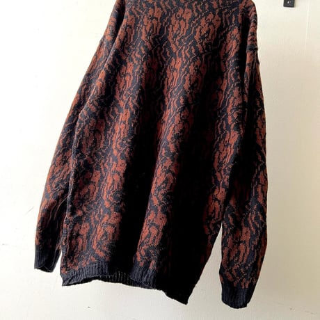 Euro Vintage Geometric Pattern Knit Sweater