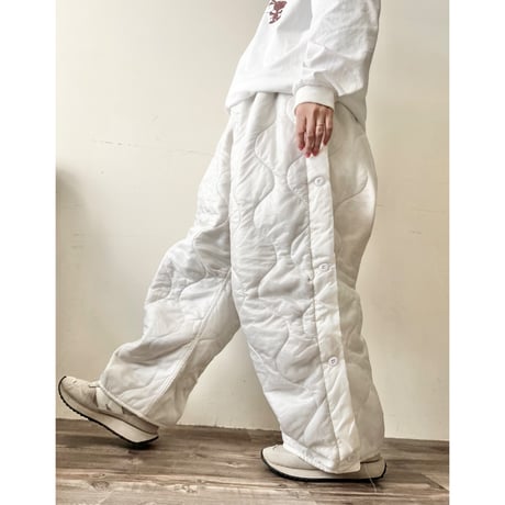 "Remake" 80's US ARMY M-65 Snow-camo Quilting Liner Pants (size : Free size )