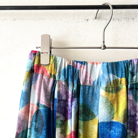 Multicolor Dot Pattern Side Pocket Rayon Skirt