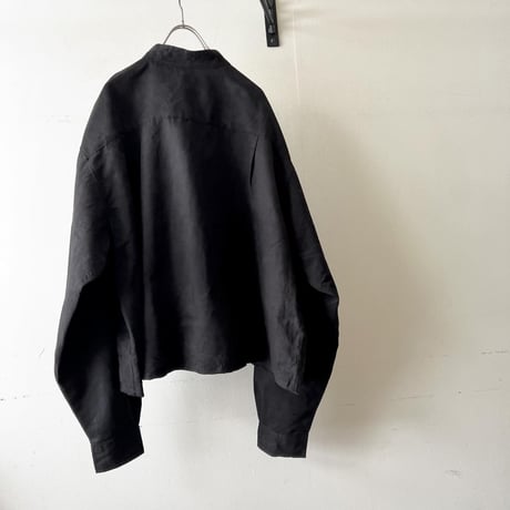"Remake" Fake Suede China Shirt (color : black)