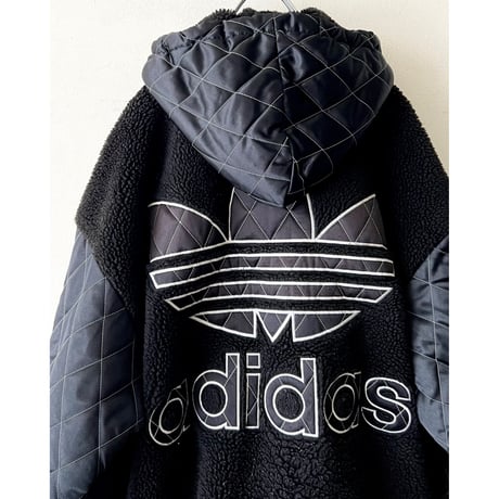 80-90's adidas Back Logo Design Boa Quilting Zip Hoodie