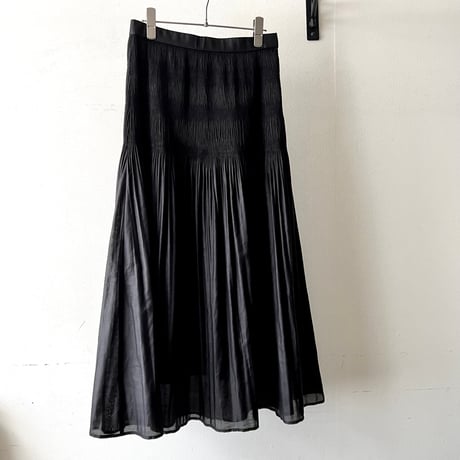 Black Color Long Tiered Skirt